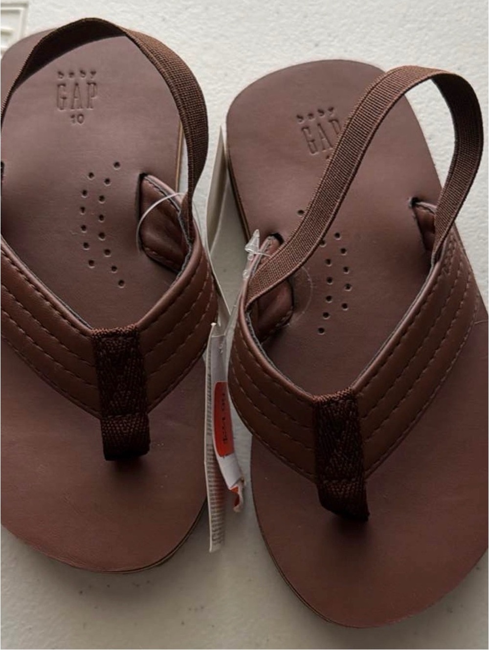 GAP Brown Leather-Look Foam Flip Flops